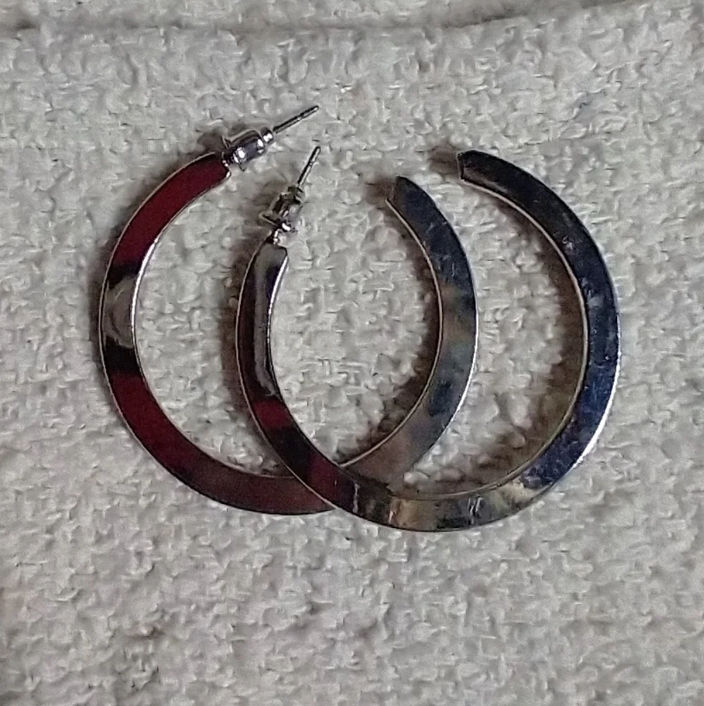 Silvertone hoop earrings